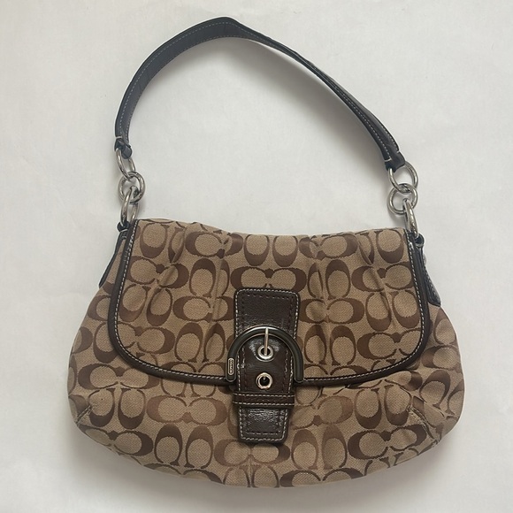 Coach Soho Signature Jacquard Women's Brown Shoulder Bag - Picture 1 of 9